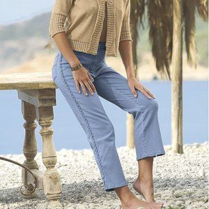 John Baner Cropped Stretch Jeans, Faded Blue, XS